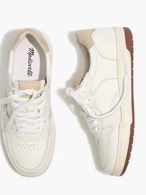 Madewell Women’s Lather Court Sneakers in Ivory Leather